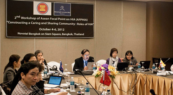 - The 2nd workshop on Health Impact Assessment for ASEAN in Thailand, entitle Constructing a Caring and Sharing Community : The Role of HIA, was aimed to develop the workplan of HIA.